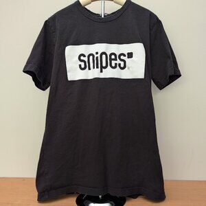 Snipes Men's Black & White Box Logo Graphic T-Shirt Short Sleeve Crew Neck Large